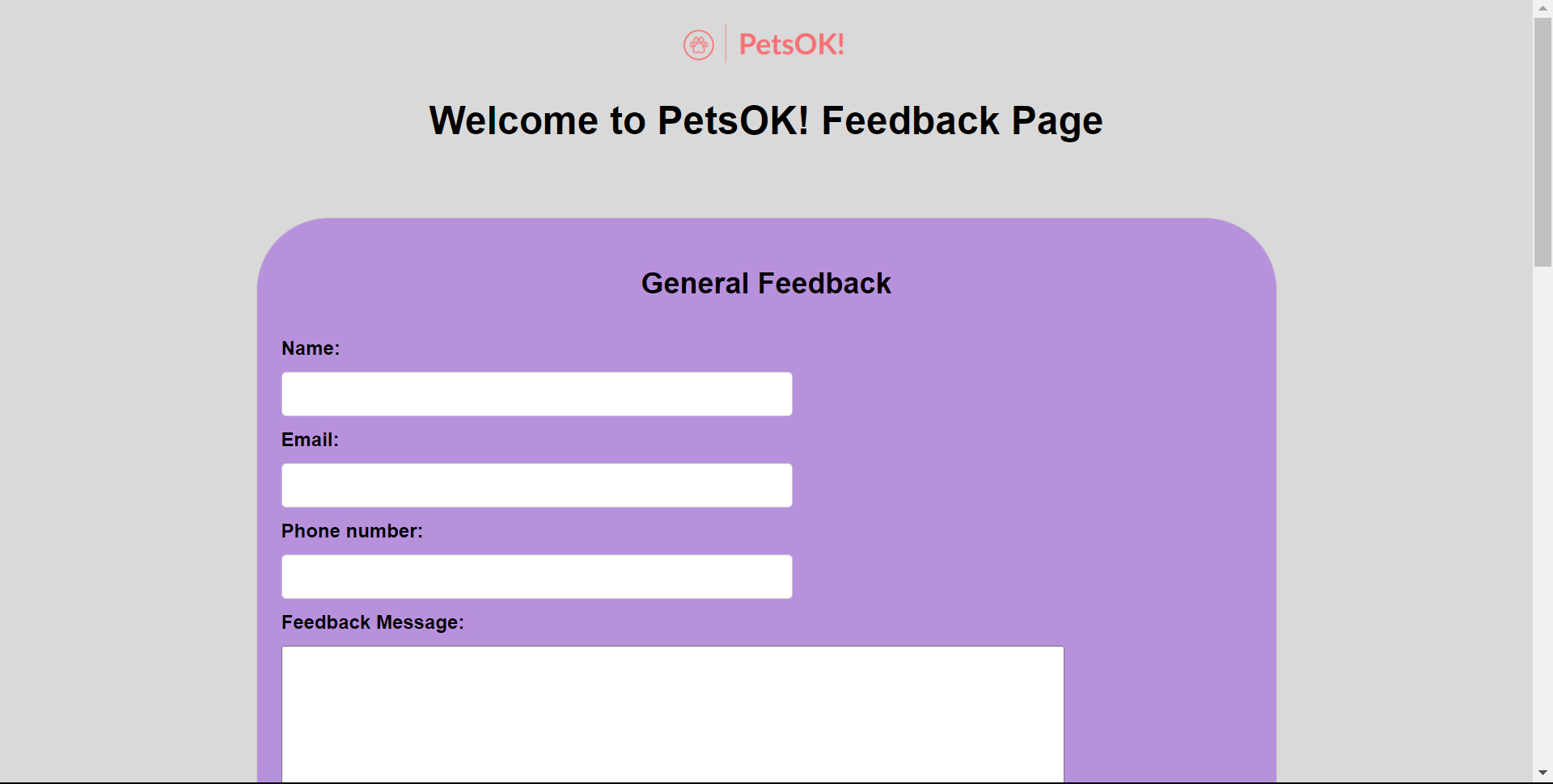 Feedback Page